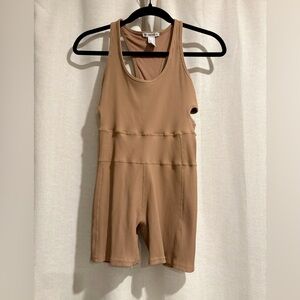 Tan Ribbed Sleeveless Romper